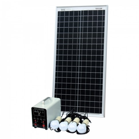 Solar Lighting Systems     Off-Grid Solar Lighting System with 40W solar panel, 4 LED Lights, Solar Charge Controller and Lithium Battery    £212.00 + vat